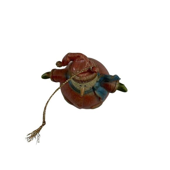 Vintage Wooden Painted Snowman Christmas Tree Ornament Scarf Holiday 4" - Picture 3 of 5